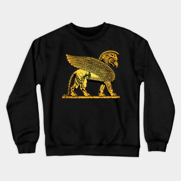 Assyrian Griffin Lamassu Winged Lion Crewneck Sweatshirt by Beltschazar